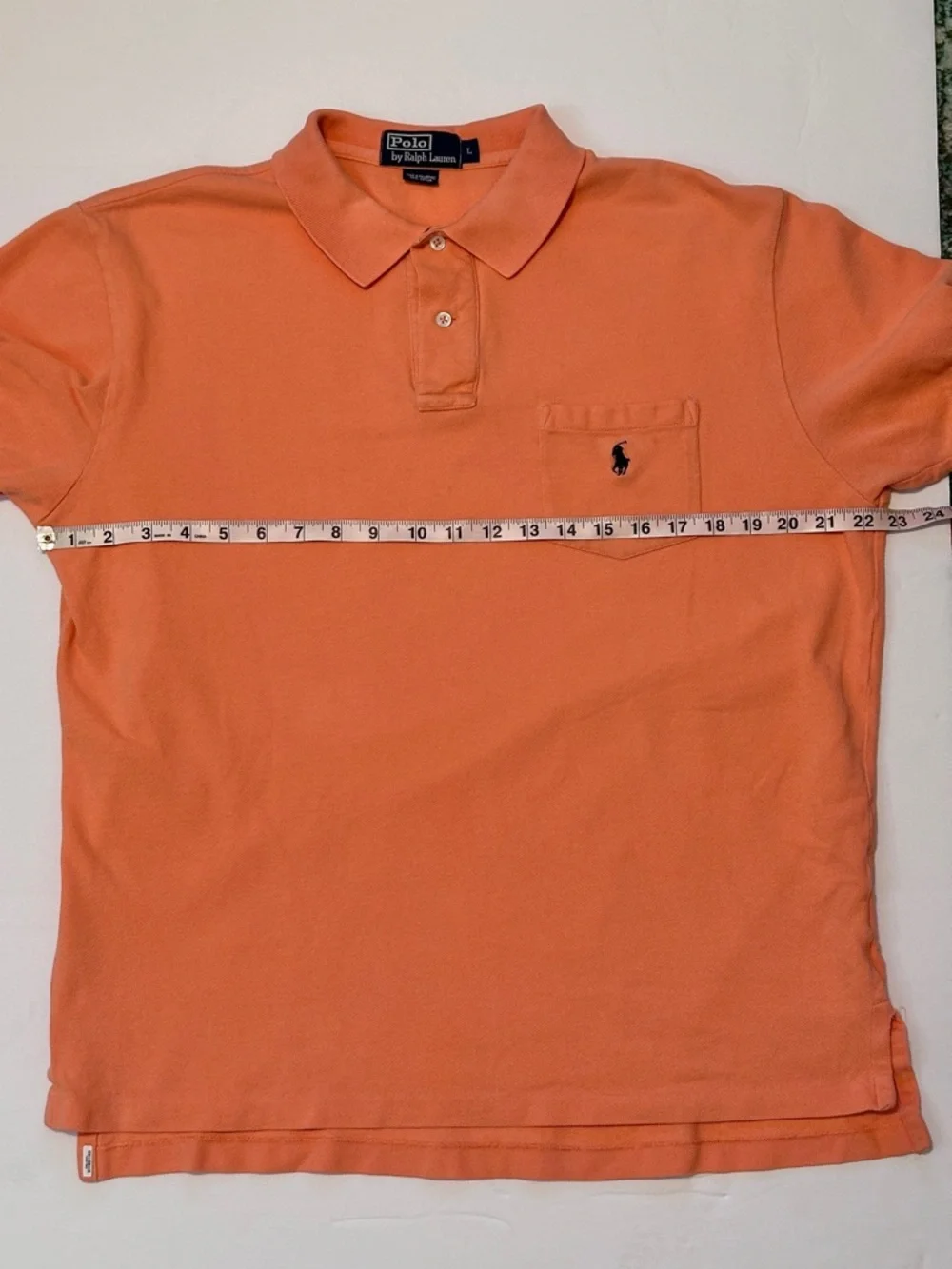 Vintage Polo Ralph Lauren Short Sleeve‎ Polo Shirt Orange Men Large Chest Pocket